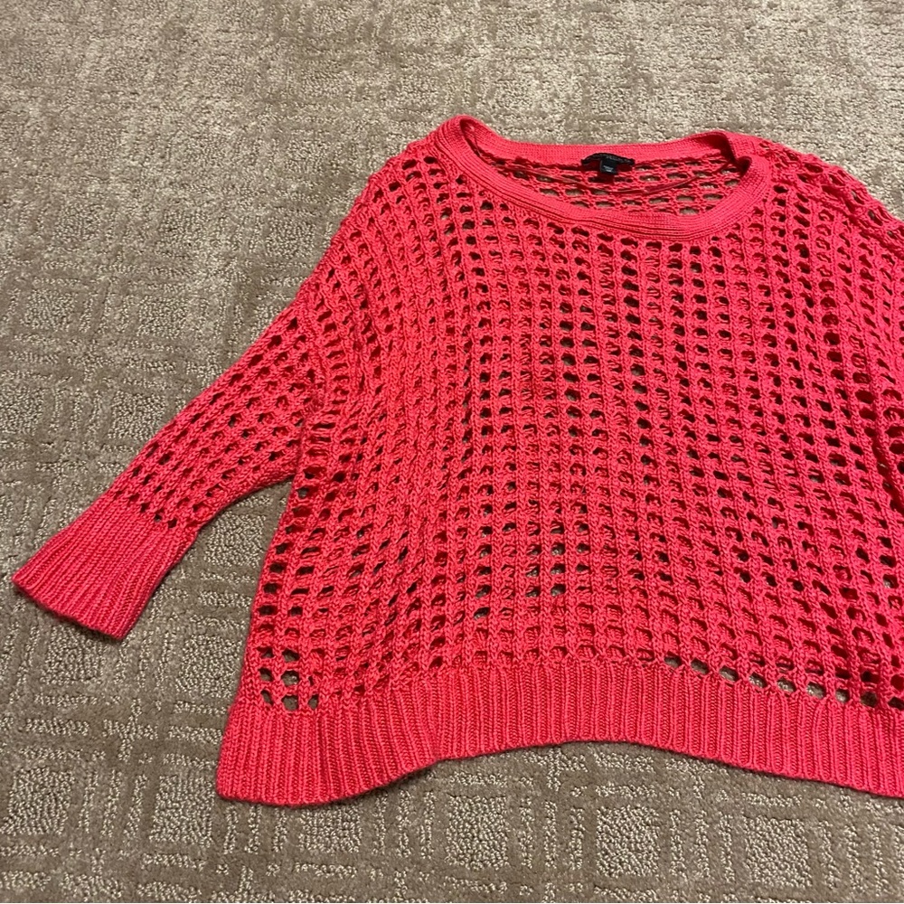 {Express} Pink Open Weave Knit Crochet Style Pullover Top~Size XS